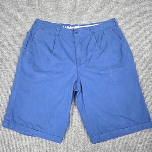 Linea Uomo Mens Blue Pleated Chino Shorts‎ Size 40 Cotton Cuffed Casual 26864